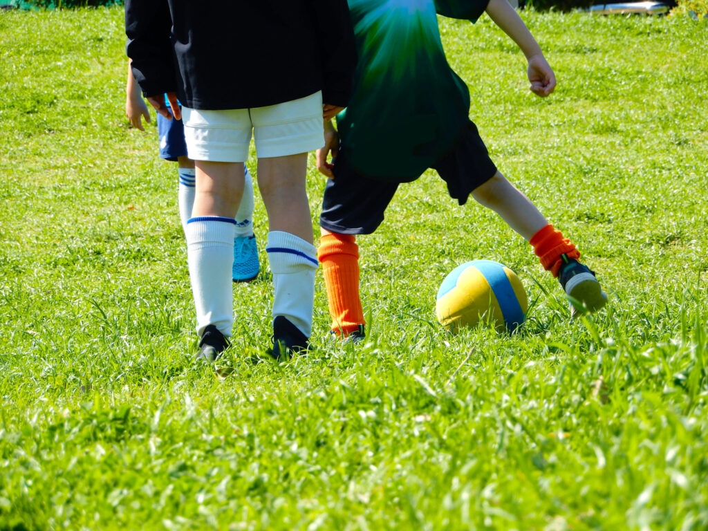 Kindervilleが主催している砧公園サッカー教室の様子